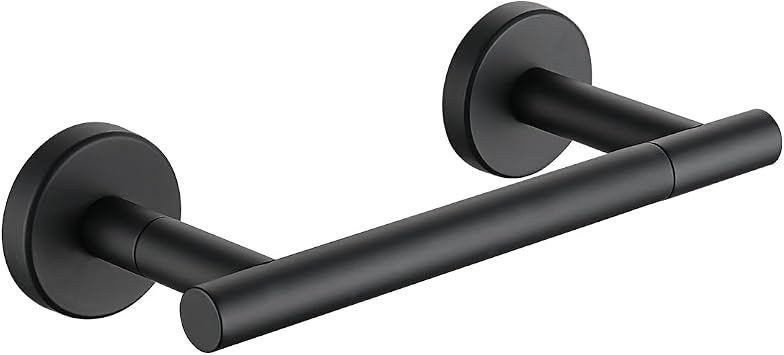 JQK Black Toilet Paper Holder, Double Post Pivoting Tissue Holder Wall Mount, 304 Stainless Steel Hold Mega Rolls, TPH150-PB