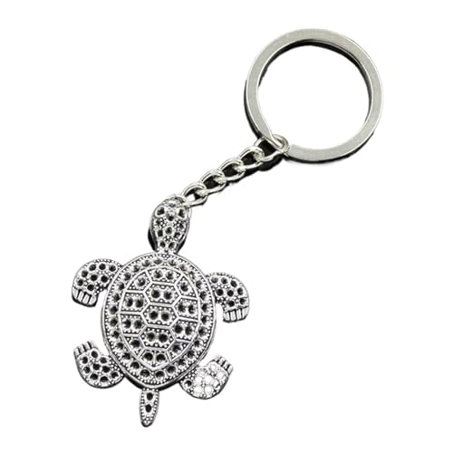 Porte-clés homme en métal robuste avec anneau solide et breloque tortue