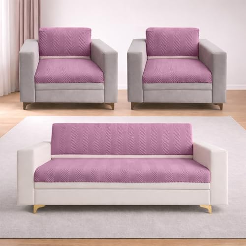 Image of Homerz Premium Velvet Sofa Cover Panel | Soft & Velvety Fabric | Rich Vibrant Colours | Sofa Protector for Living Room (Onion, 5 (3+1+1) Seater, Seat Cover with Backrest)