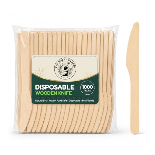 The Happy Garden Disposable Wooden Knife, Pack of 1000, 16 CM