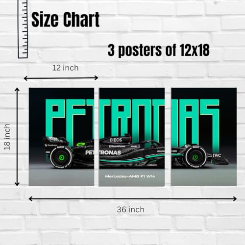 Image of Good Hope Petronas Formula 1 car Posters For wall, car split poster set of 3 12x18 inch, A3 large size posters, wall decor Item, home, office wall Decoration, wall collage