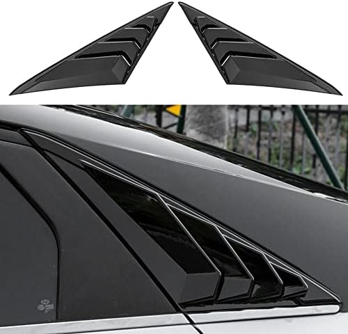 XHQ Rear Window Louver Shutter Cover Trim Fit for Hyundai Elantra 2021 2022 Side Window Louvers Air Vent Scoop Shades Cover Accessories Decoration(Bright Black)