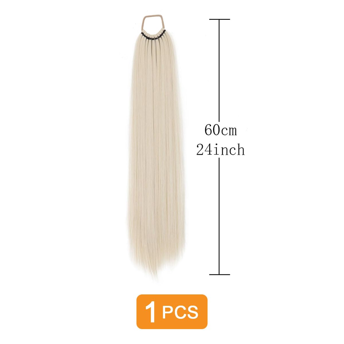 prinfantasy Hair Extensions Long Straight 60CM Ponytail Extension Blonde Halo Hair Extensions Scrunchies Ponytail Balayage for Women White Blonde Hair,GBMW283 - Image 2