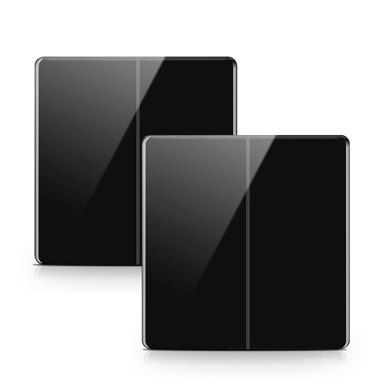 ZFQ 2 Pack 2-Way Big Rocker Button Switch, Modern Acrylic Crystal Glass Black Wall Panel, Electrical Double Light Switch, 2 Gang 2 Way, 10A 250V — image 1