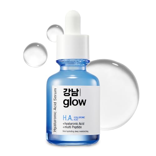 GANGNAM glow Hyaluronic Acid Serum – Korean Skin Care I Hydrating Serum for Face with Hyaluronic Acid & Vitamin B5 & Vegan Collagen I Face Moisturizer for Plumping and Fine Lines 1.01 fl oz