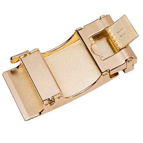 Barry.Wang Ratchet Belt Gold Buckle Tie Set Leather Belts 1 3/8” Trim to Fit Wedding Business Party3