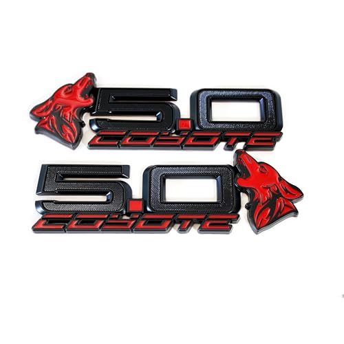 Image of S650 Style Coyote 5.0 inch Fender Badges (Pair) (Red)