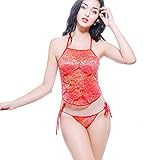 Women's Sexy Lingerie Costume Embroidery Traditional Halter Chinese Dudou Set Red