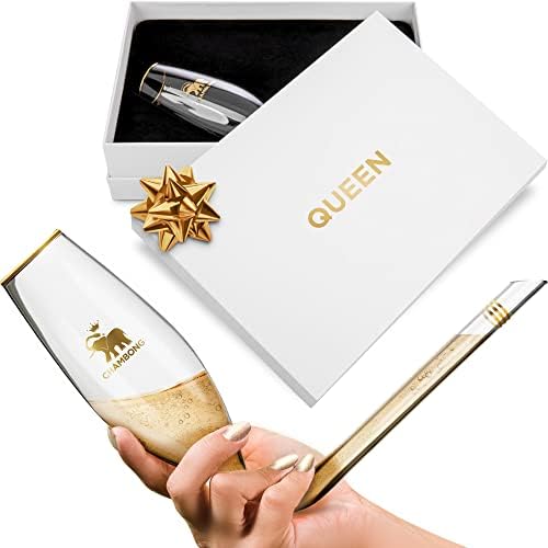 Chambong Champagne Shooter - Queen-Size XL Champagne Bong Style Champagne Glass - Unique Gifts for Bachelorette Party Favors, Engagement Gifts & White Elephant Gifts - (Glass, 8 oz. 1-Pc)