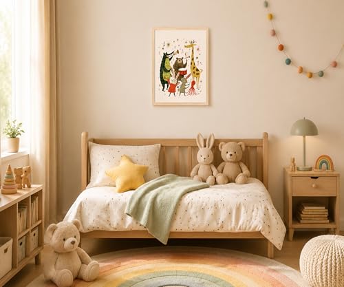 Wood Framed Whimsical Animal Band Wall Art, Retro Nursery Kids Print16x24In by RhkArt - Used condition - Image 6