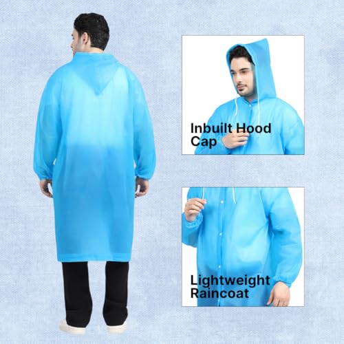 Image of Citizen Eco-Friendly EVA Poncho Raincoat for Men & Women, Lightweight Waterproof Coat with Hood, Adjustable Drawstring, Button Closure & Easy Carry Pouch, Reusable & Durable Outdoor Rainwear