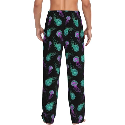 Jellyfish Glow in Dark Men's Pajama Pants Sleepwear Bottom Long Sleeve Sleep & Lounge Pants With Pocket3