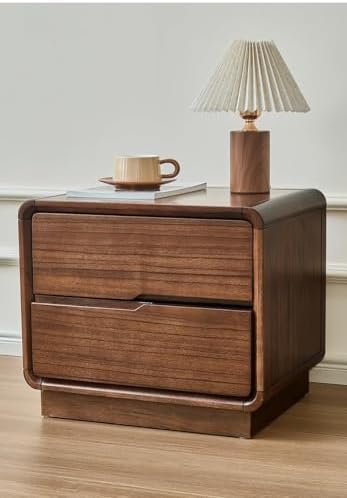 Retro Wood Nightstand - Stylish Bedside Table with 2 Drawers, Vintage Side Cabinet for Living Room & Bedroom - Elegant Storage Solution for Home Decor