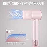 Hair Dryer 200 Million Negative Ionic Hairdryer,3 Speed 4 Heat Setting,110, 000 RPM High Speed Brushless Motor Blow Dryer，with Magnetic Nozzle，51dB Low Noise Travel Hairdryers for Women and Men (Pink) - Image 5