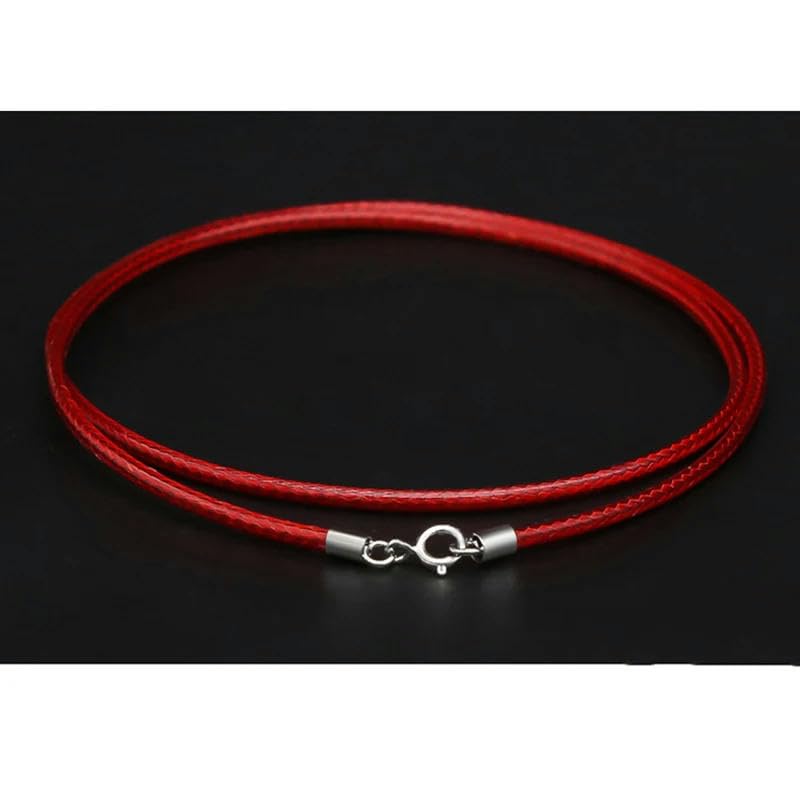 LYVQZPWLRuna collana di cera, 925 srebrna igła Klamra Czarny skórzany sznurek Wosk Lina Ogniwo Łańcuch Choker Naszyjnik Męski Biżuteria(Black1.5mm,40cm)
