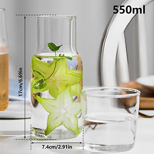 550ml Carafe and Glass Set with Cup - Clear Pitcher for Water, Juice, and Beverages - Heat-Resistant V Glass Design for Home & Office - Image 2