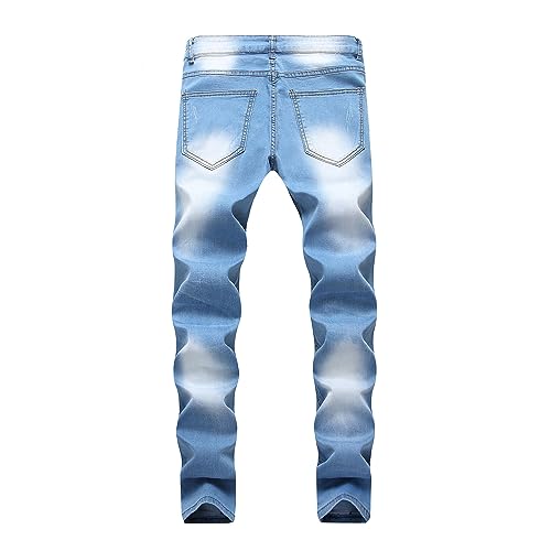 JEKE-DG Mens Slim Fit Ripped Jeans Skinny Stretch Denim Pants Distressed Destroyed Skinny Slim Fit Trousers2