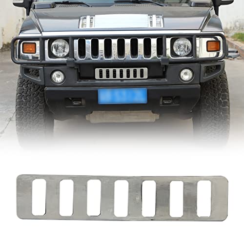 Image of Front Grill Mesh Inserts for Hummer H2 2003-2009 Accessories, Front Bumper Air Inlet Vent Center Grille Cover Bug Screen Deflector, Front Grill /Mesh Grille Grid Inserts Cover Panel Trim (Chrome)