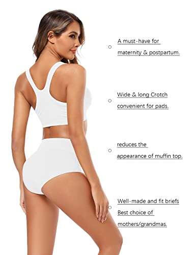 image for Molasus Women's Soft Cotton Underwear Briefs High Waisted Postpartum P