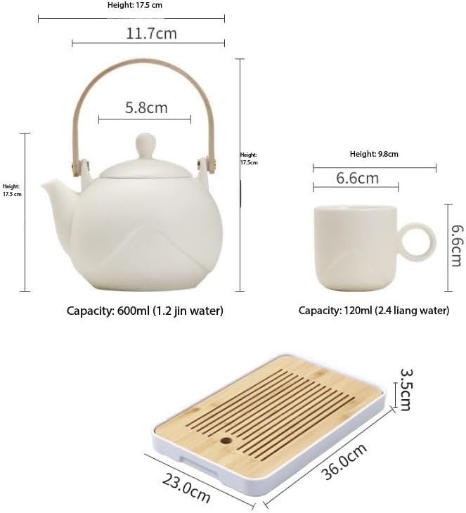 Ceramic Cream Beige Office Household Tea Sets Complete Set of Large Teapots Cups