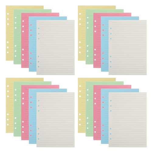 Papier ligné coloré A5 à 6 trous HOMSFOU pour cahier à feuilles mobiles