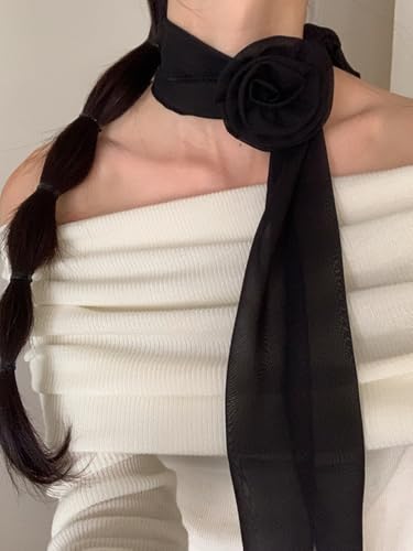 Skinny Scarf for Women Triangle Scarf Y2k Thin Scarf Leopard Print Scarf Polka Dot Scarf Boho Aesthetic Accessories4