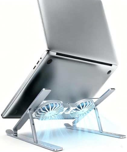 Suporte Notebook com Cooler, Suporte Notebook Aluminio 7 Posições de Ajuste, Supórte para Nótebook, Apoio Notebóok, Base Noteboók, Supórte Nótebook Cooler, Base para Nótebook com Coóler