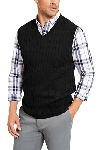 MNCEGEER Mens Knitwear Vest Sleeveless Casual V Neck Slim Fit Pullover Knitted Sweater Black