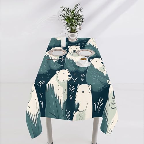 Nappe rectangulaire en lin style rustique lavable ours polaire