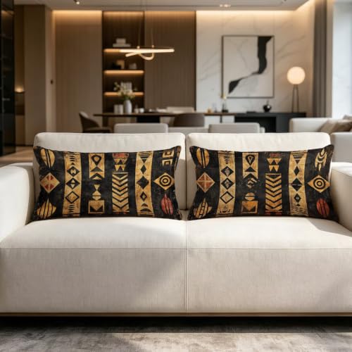 Housse coussin boho decoratif 50x80 cm marron avec impression recto verso - 5