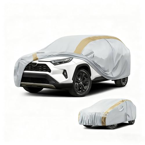 Image of Car Cover Custom Fit for Toyota RAV4(2006-2025), Waterproof All Weather for Automobiles Car Cover, Heavy Duty Cover, Outdoor Full Cover Sun Snow Rain UV Protection with Door Zipper, Easy to Clean