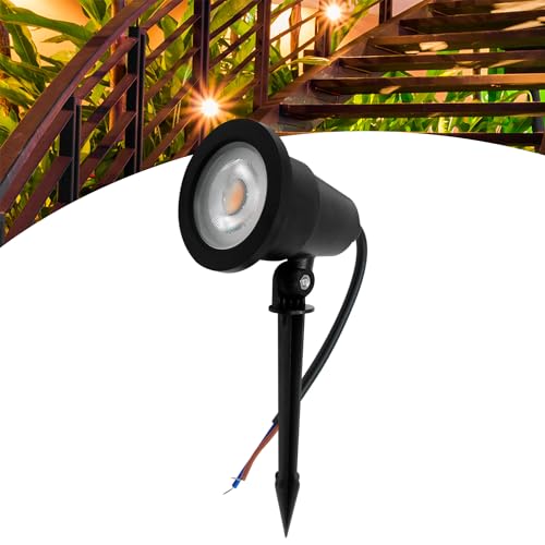 Luminária Espeto Jardim Com Lâmpada Cob Led 5w Luz Amarela