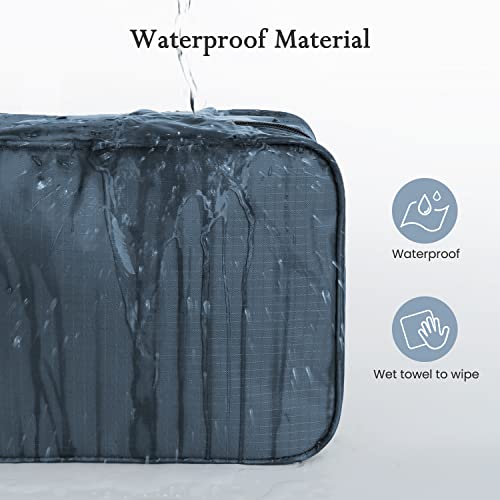Maliton Hanging Toiletry Bag | Compact Travel Toiletry Bag for Men/Women | Foldable Mens Hygiene Bag with 4 Compartments| Waterproof Travel Bathroom Bag (Navy Blue)
