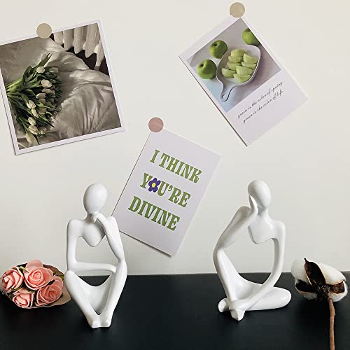 White Shelf Decor Resin Thinker Sculptures Home Decor Abstract Thinker Statue Home Office Bookshelf Desktop Home Decoration Collection Statue (White-Left/Right Thinker Statue) #TOP6