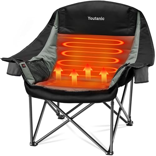 Youtanic Heated Camping Chair, 3 Heat Levels Oversized...