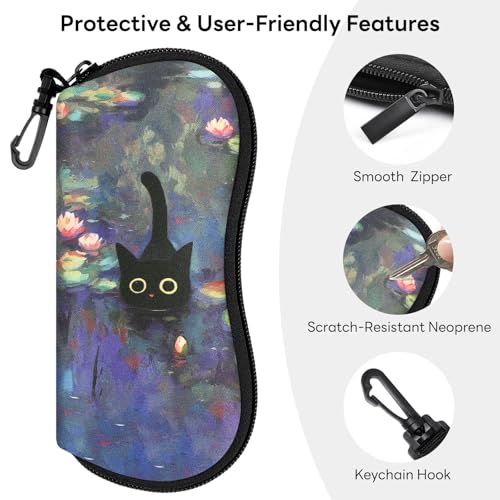Image of Sunglasses Case with Belt Clip, Ultra Light Neoprene Zipper Soft Padded Glasses Case for Women Men