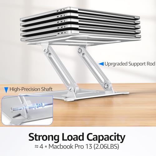 Image of Urmust Laptop Notebook Stand Holder Adjustable Laptop Stand Portable Computer Riser Compatible with MacBook Air Pro HP Dell XPS Lenovo All Laptops 10-15.6 inch(Silver)