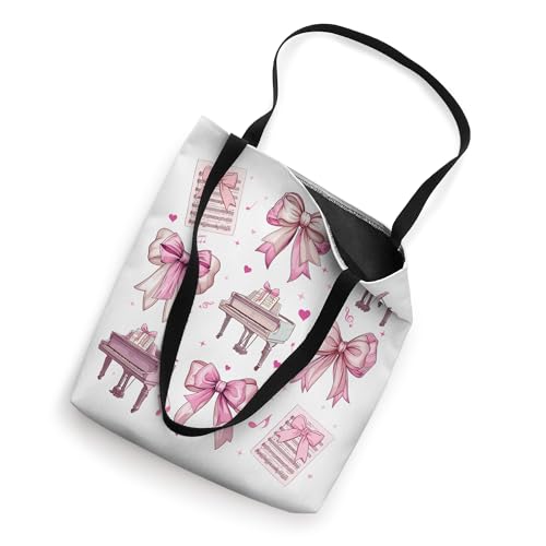 Bolso tote para mujer con diseño de pianista, rosa con lazo coqueta miniatura 2