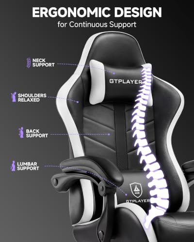 Image of GTPLAYER Gaming Chair, Computer Game Chair for Adults, White