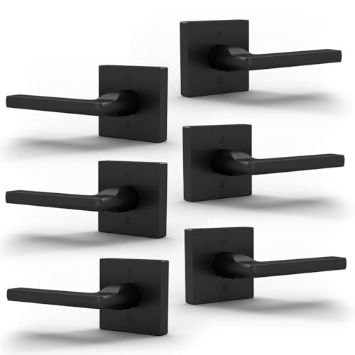 Image of Mega Handles Prime Dummy Door Handles - 6 Pack Heavy Duty Black Door Handle, Non-Turning Door Handle for Hallway, Closet & French Doors, Single Side, Fits All Standard Doors - Matte Black