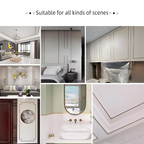 Image of VOLO Stainless Steel 5 Meter Mirror Finish Weather Strip - Waterproof Self-Adhesive Tape for Tile Gap, Wall, Cabinet, Kitchen & Floor - Peel & Stick Adhesive Strip (GOLD, 30MM (1.2 INCH))