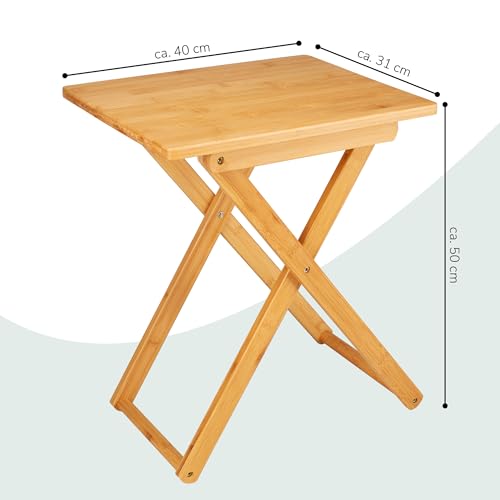 Table d'appoint pliable bremermann en bambou contre le manque d'espace
