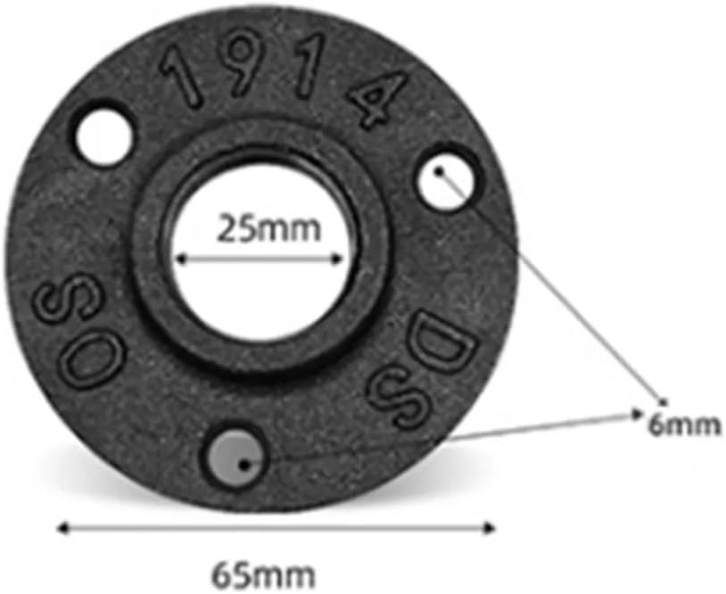 Flange Flange Practical Universal Durable Iron Black Wall Mounted 1/2 3/4 Anti-Rust Axial Type(6 Points for Three)