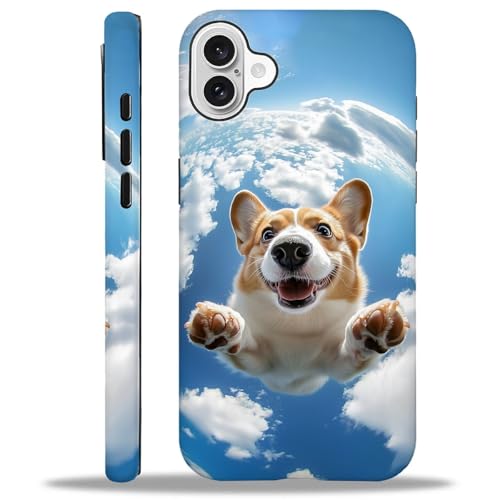 yicomon Compatible with iPhone 16 Case, Cute Corgi Dog Pattern Print Matte Phone Case Durable Fashion Funny Liquid Silicone Case Soft Anti-Scratch Shockproof Protective Cover