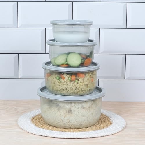 Gluman Plastic Microwave Container Set of 4 With Vent Knob For Steam Release