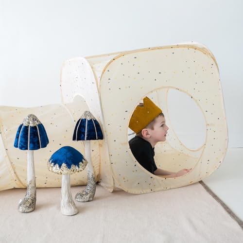 3 Sprouts Play Tent & Tunnel Set for Kids & Toddlers - 3-in-1 Pop Up Play Tent with Crawl Tunnel & Adventure Playhouse - Indoor Fun for Baby and Kids, for Boys & Girls - Terrazzo Beige