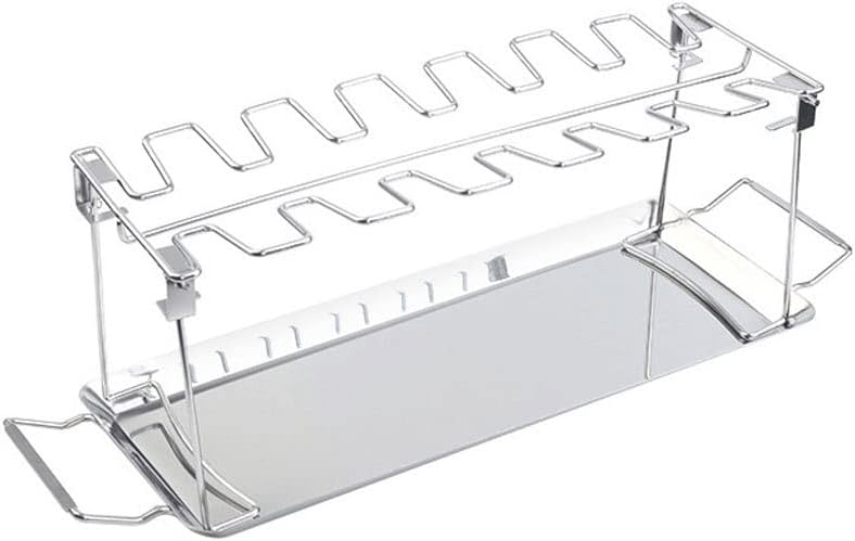 BBQ Beef Chicken Leg Wing Grill Rack 14 Slots Stainless Steel Barbecue Drumsticks Holder Roaster Stand with Drip Pan Tools