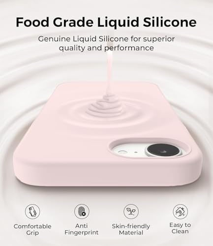 Image of DIZORO Compatible with iPhone 17e / iPhone 16e Case 6.1 inch Liquid Silicone 3 Layers Full Covered Soft Gel Rubber Phone Case,Shockproof Protective Cover with Anti-Scratch Microfiber Lining-Sand Pink