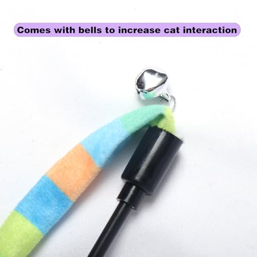 Image of Cat Wand Toys Interactive Kitten Toys-3 Packs | Cat Teaser Wand String feather for Indoor Colorful ribbon wands Stick Toy Cat Charmer