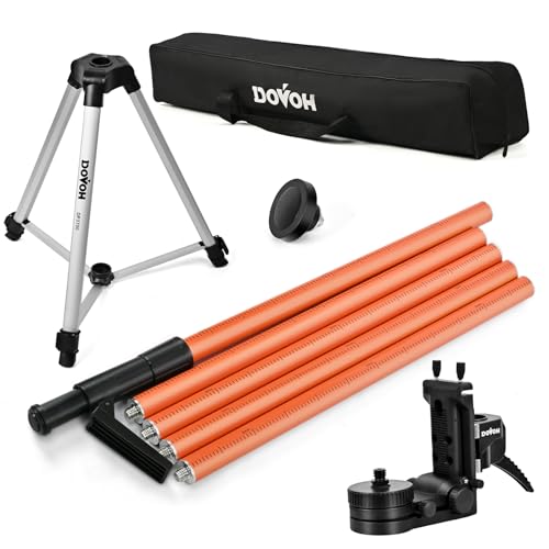 DOVOH 伸縮式レーザーレベルポール レーザー墨出し器 三脚+ロッド アルミ合金三脚+磁気ブラケット付 3.7m 1/4”-20 & 5/8”-11 両用マウントブラケット対応 天井/床工事用 DP3700